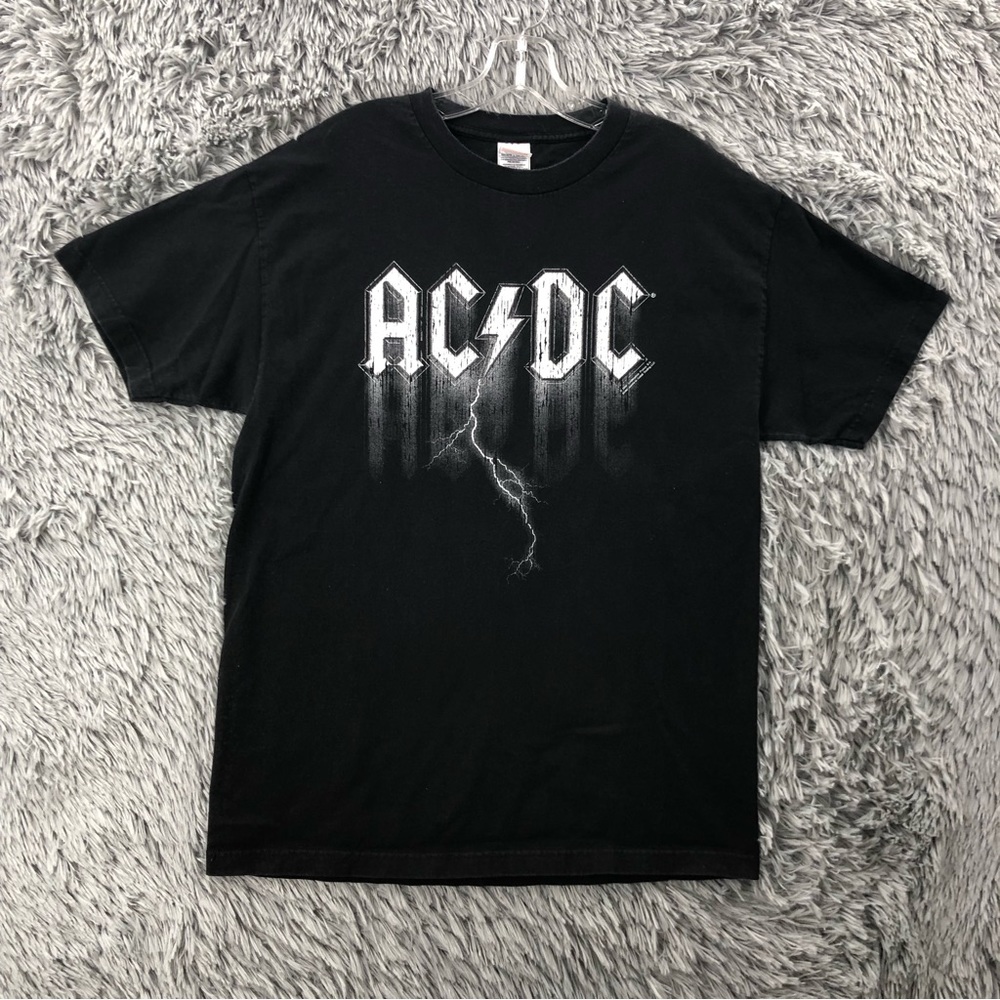 Alstyle Tshirt Vintage Apparel Men’s Large AC DC Rock Music 80s Lightning Black